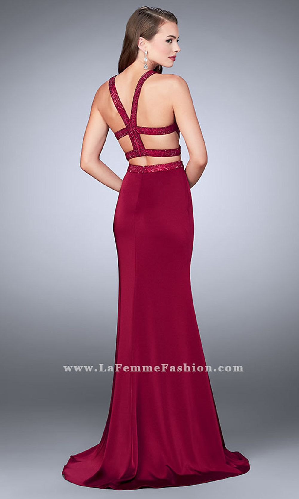 La Femme-Long Jersey Two-Piece La Femme Dress
