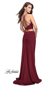 La Femme-Long Two-Piece Prom Dress with Ruching