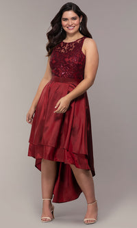 Miss Kim Simply Label-High-Low Sequin-Bodice Plus-Size Prom Dress by Simply