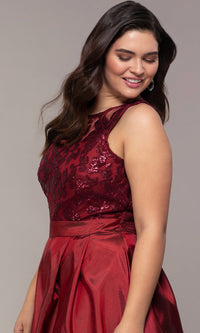 Miss Kim Simply Label-High-Low Sequin-Bodice Plus-Size Prom Dress by Simply
