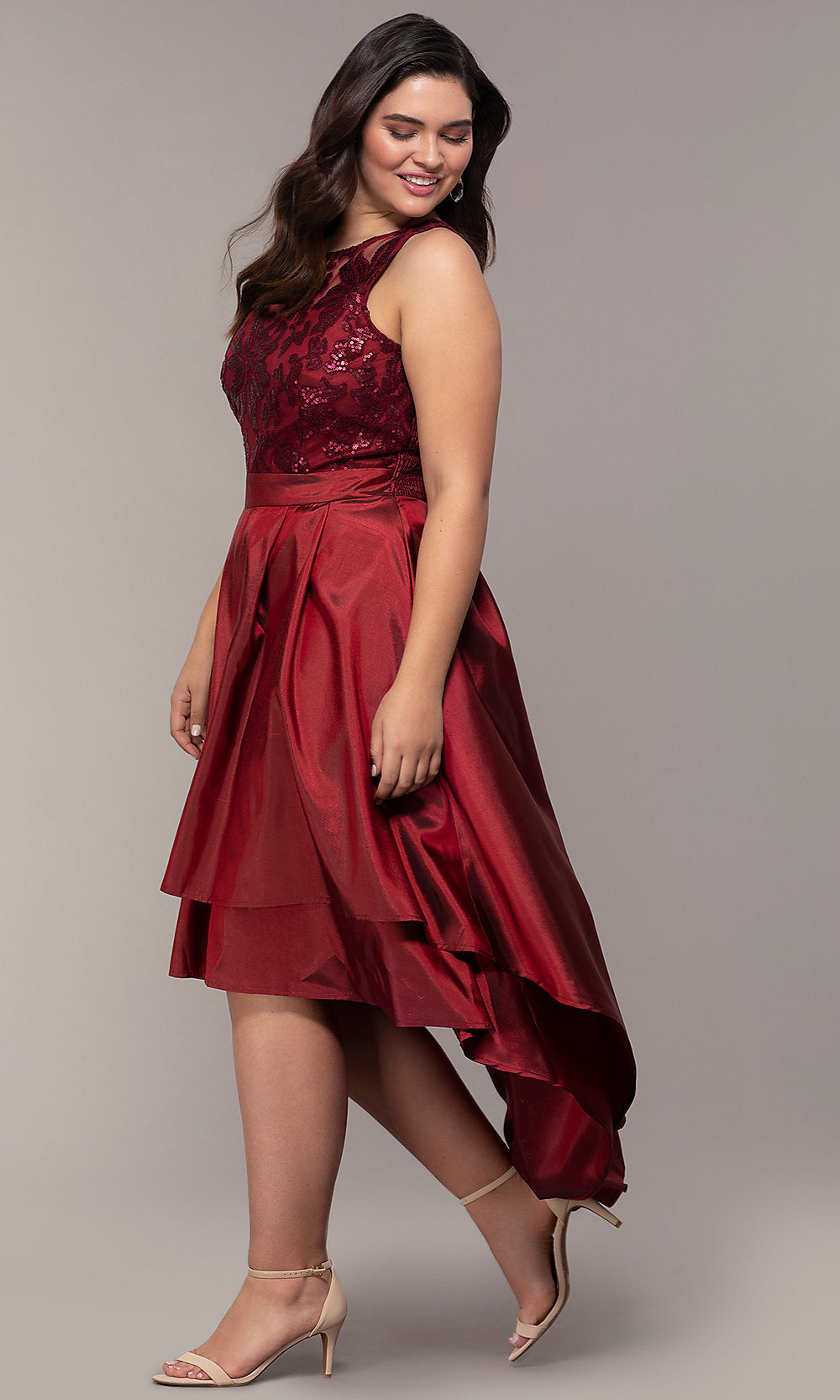 Miss Kim Simply Label-High-Low Sequin-Bodice Plus-Size Prom Dress by Simply