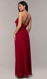 Long Open-Back V-Neck Wrap Prom Dress by Simply