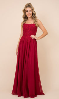 Long Prom Dress with Sparkly Embroidered Bodice