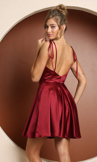Narianna-Short A-Line Homecoming Dress with Shoulder Ties