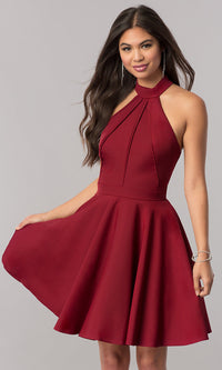 Sherri Hill-A-Line Short Homecoming Dress with High Neck