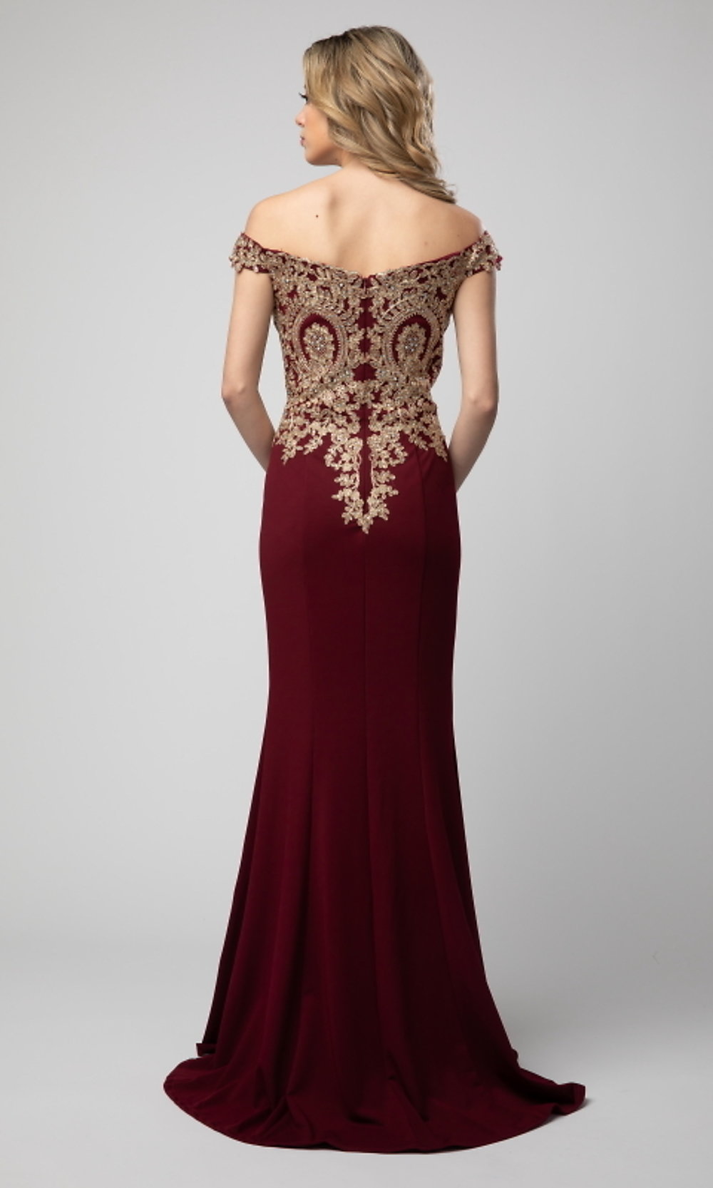 Long Off-the-Shoulder Prom Dress with Embroidery