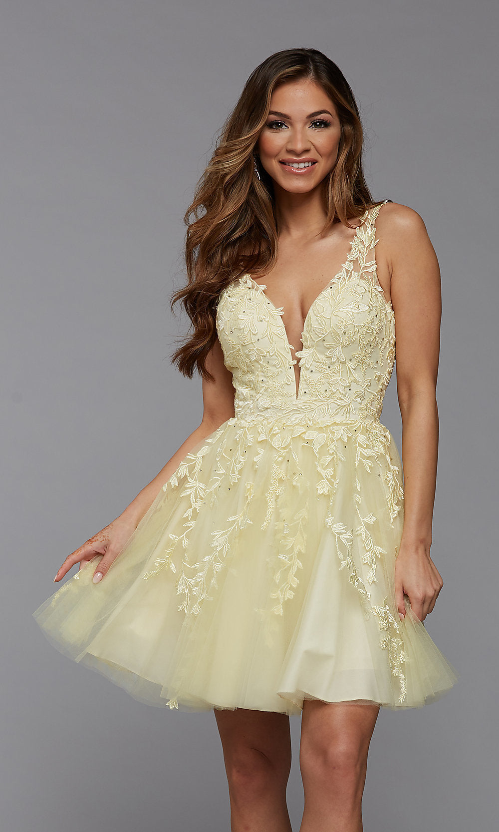 Promgirl Private Label-PromGirl Babydoll Short Prom Dress with Beading
