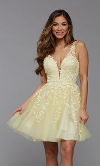 Promgirl Private Label-PromGirl Babydoll Short Prom Dress with Beading
