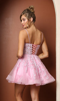 Narianna-Lace-Embroidered Short Baby Doll Homecoming Dress