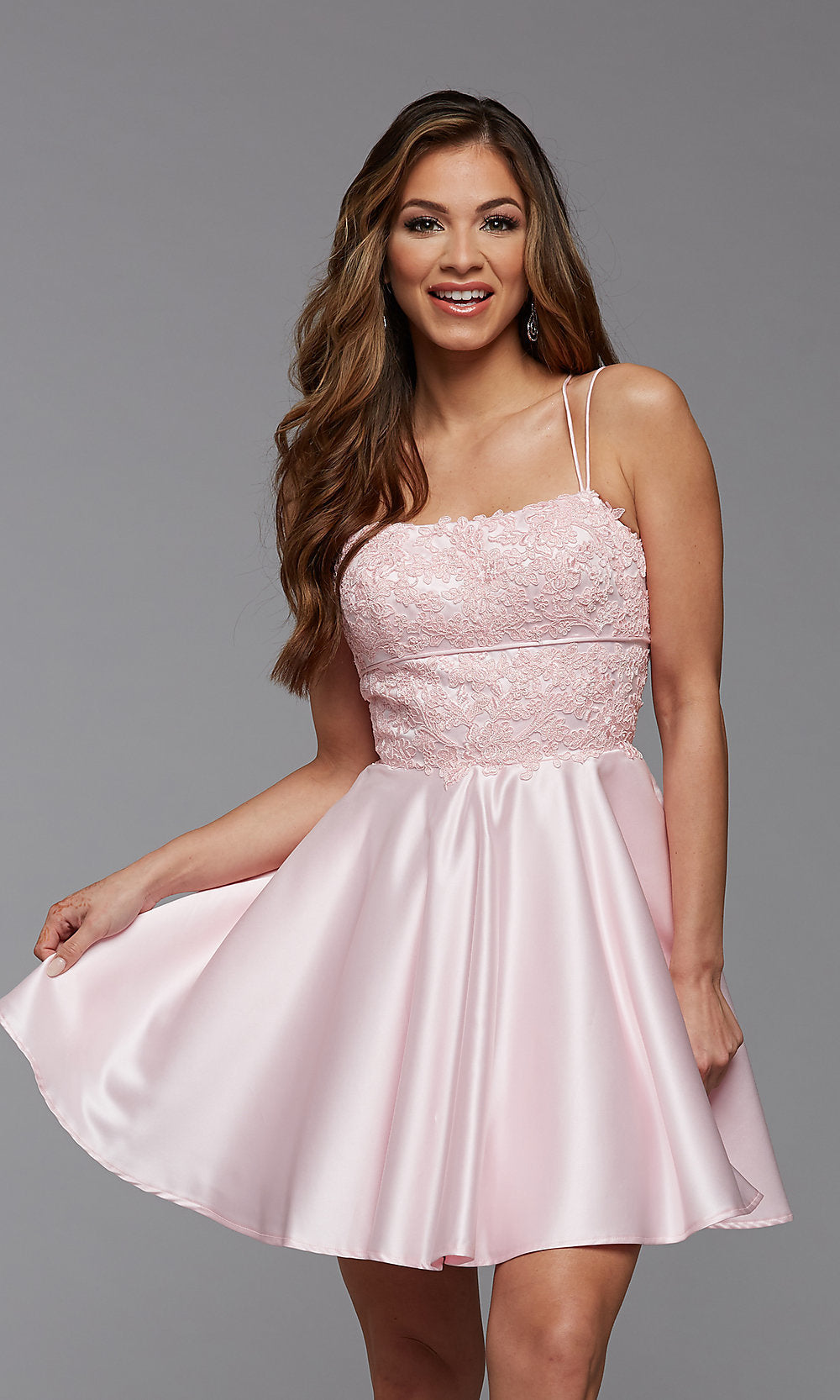 Promgirl Private Label-Corset-Back PromGirl Satin Short Prom Dress