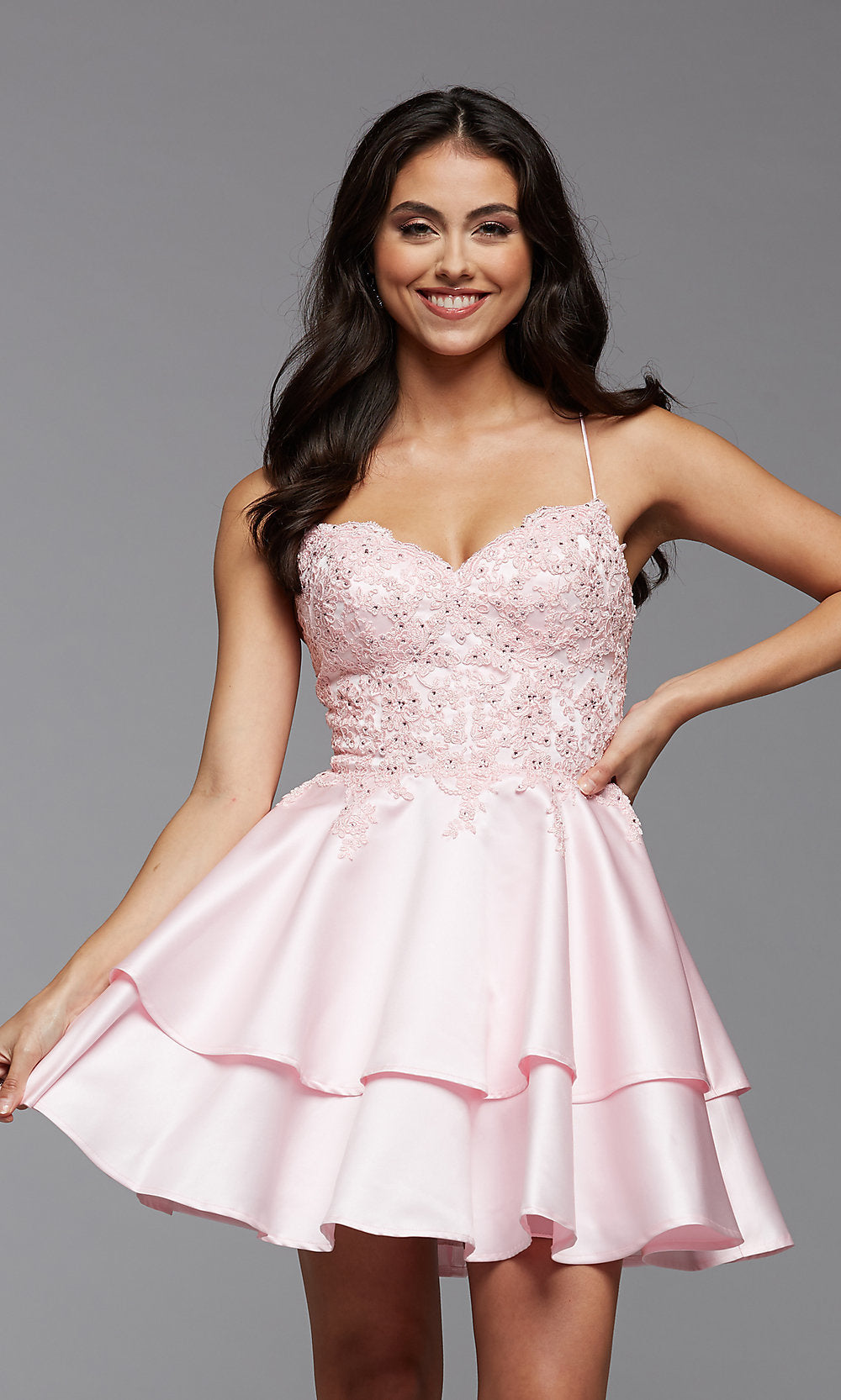 PromGirl Short Prom Dress with Beaded Bodice