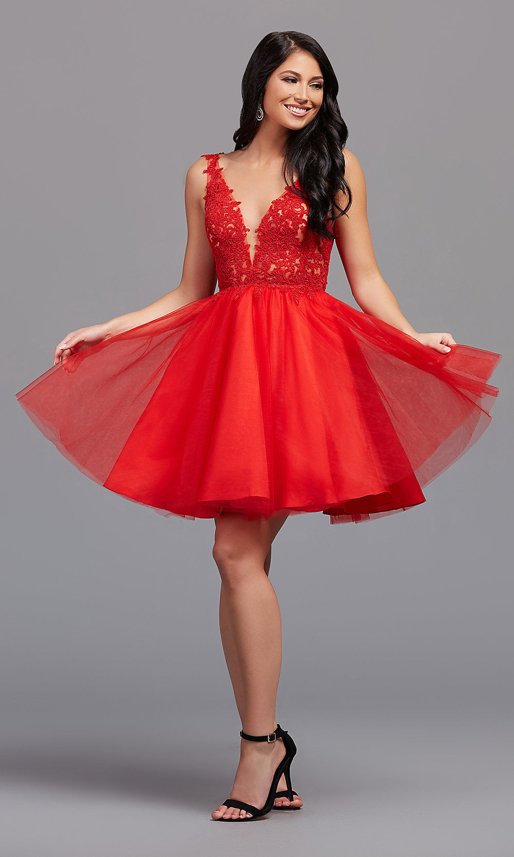 PromGirl Embroidered-Bodice Short Homecoming Dress