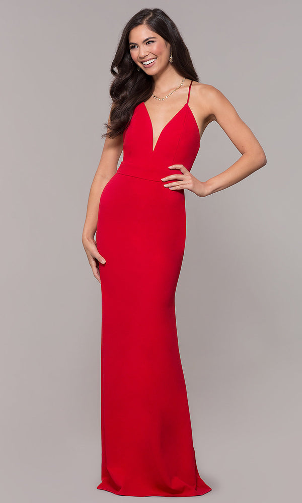 Long OpenBack VNeck Prom Dress PromGirl