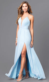 Faviana-Faviana Low V-Neck Corset Back Prom Dress 