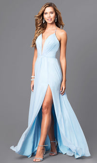Faviana-Faviana Low V-Neck Corset Back Prom Dress 