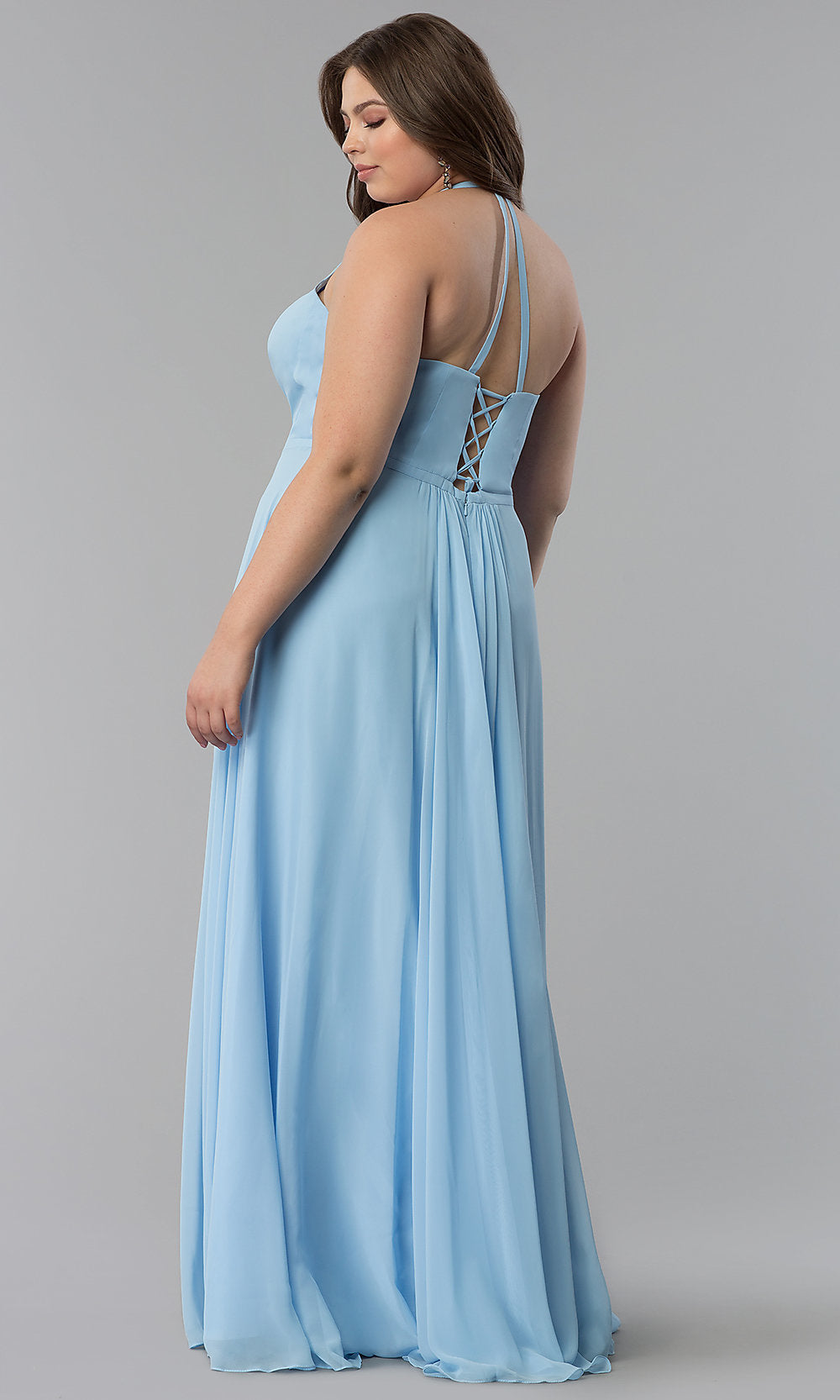 Plus-Size V-Neck Halter Long Faviana Prom Dress