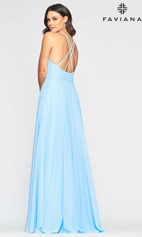 Faviana-Long Flowing Chiffon A-Line Prom Dress by Faviana