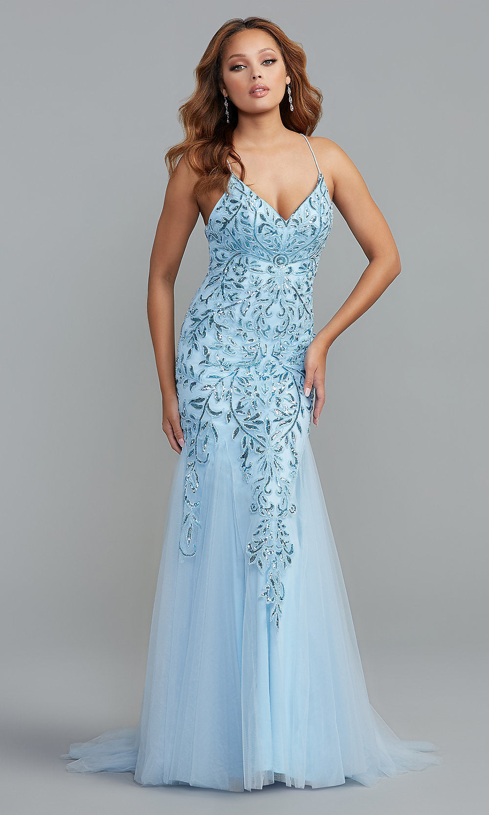 Long Sequin Formal Sparkly Prom Dress - PromGirl