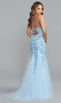 PromGirl Sequin-Print Long Mermaid Prom Gown