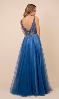 Long Prom Dress with Embellished Sheer Bodice
