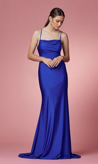 Narianna-Long Prom Dress with Strappy Corset Open Back