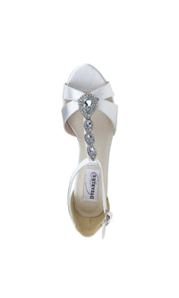 White Wedge Prom Shoes 56717 with Rhinestones