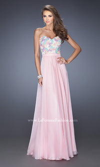 La Femme Strapless Long a-LIne Prom Dress