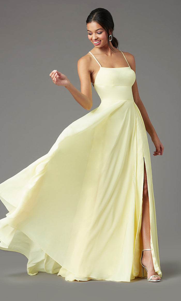 Long Chiffon Square-Neck Prom Dress by PromGirl