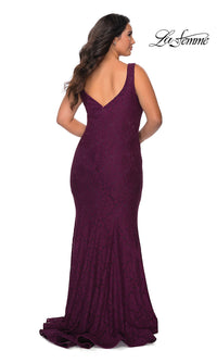 La Femme-Beaded-Lace Plus-Size Long La Femme Formal Dress