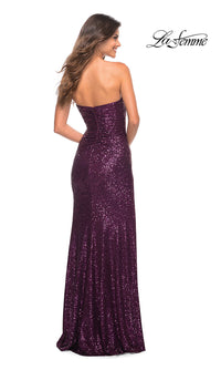 La Femme-La Femme Long Strapless Sequin Formal Prom Dress