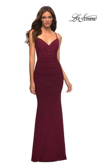 La Femme-La Femme Long Prom Dress with Lace-Up Corset Back