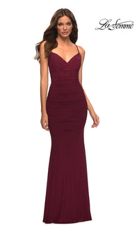 La Femme-La Femme Long Prom Dress with Lace-Up Corset Back