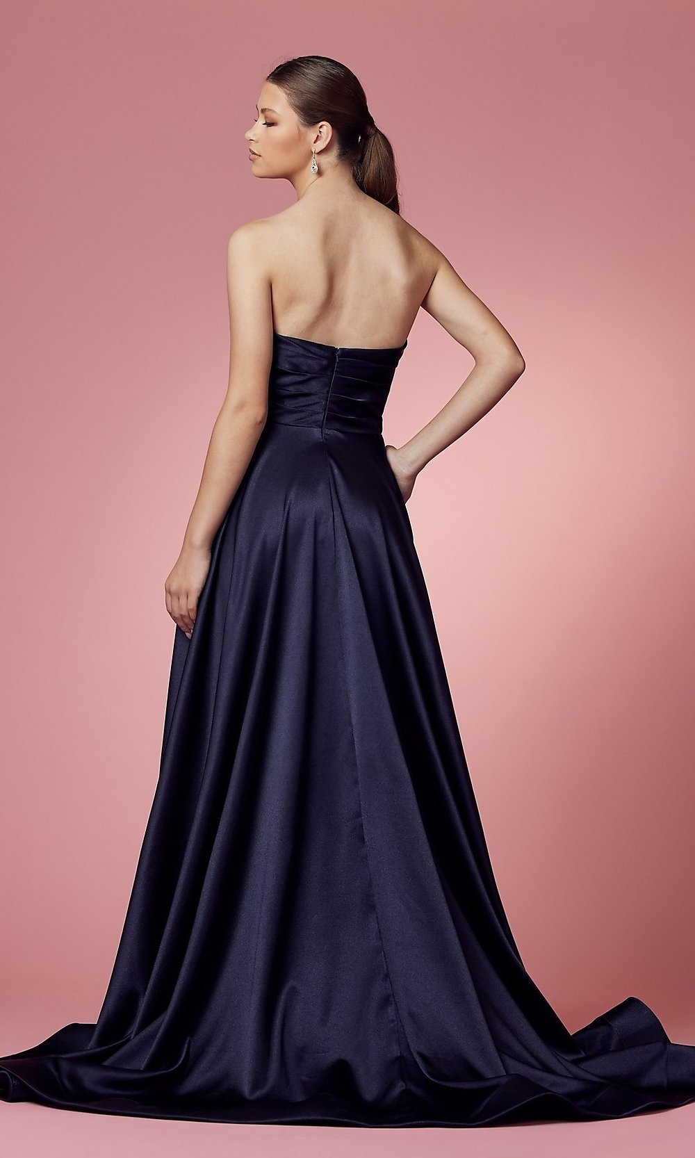 High-Slit Strapless A-Line Classic Formal Dress