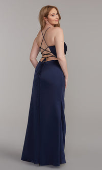 PromGirl Long Prom Dress with Strappy Open Back