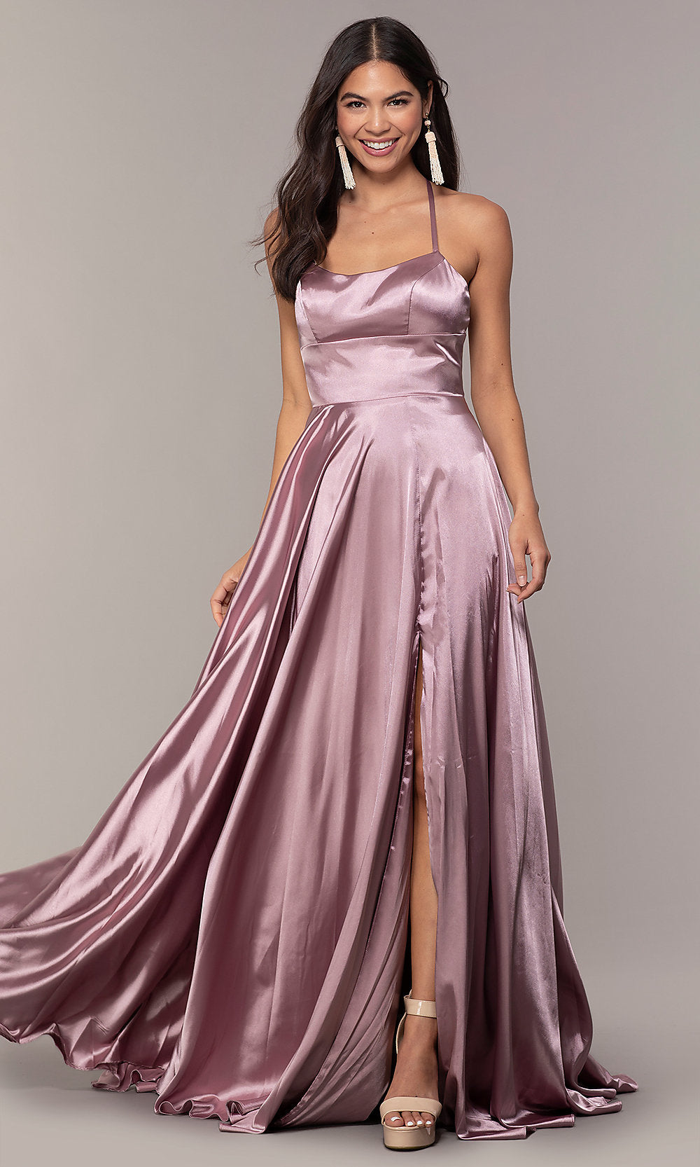 Faviana-Satin Open-Back Designer Prom Dress by Faviana