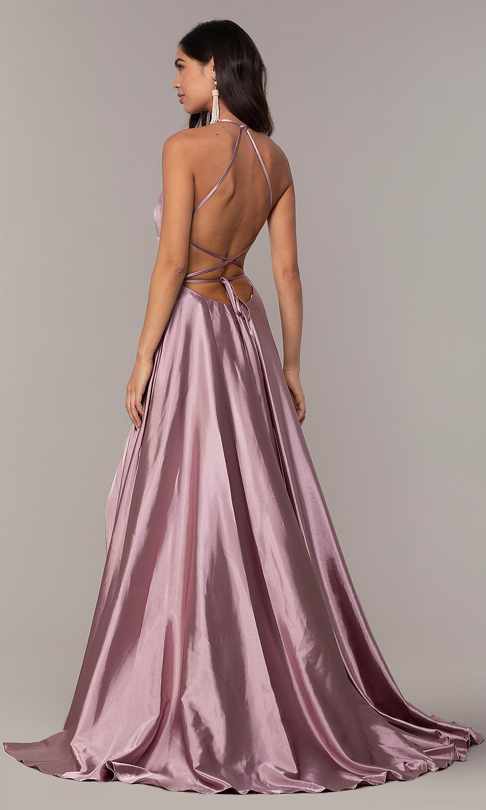 Faviana-Satin Open-Back Designer Prom Dress by Faviana