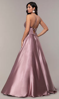 Faviana-Mauve Pink Long A-Line Prom Dress by Faviana