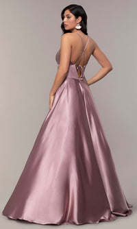 Faviana-Mauve Pink Long A-Line Prom Dress by Faviana