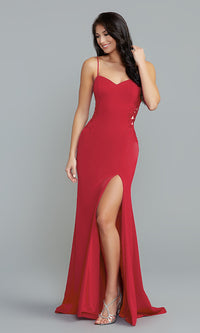 Promgirl Private Label-Embroidered-Sheer-Side PromGirl Long Prom Dress