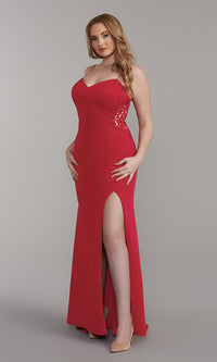 Promgirl Private Label-Embroidered-Sheer-Side PromGirl Long Prom Dress