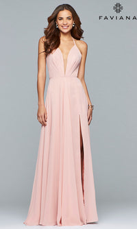 Faviana-Faviana Low V-Neck Corset Back Prom Dress 