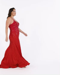 Plus-Size Beaded Long Formal Gown by Faviana