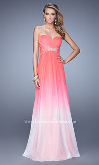 La Femme Strappy-Back Strapless Long Prom Dress