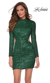 La Femme-Backless La Femme Short Sequin Homecoming Dress