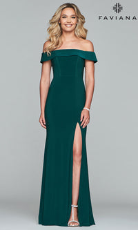 Faviana-Faviana Long Off-the-Shoulder Formal Prom Dress