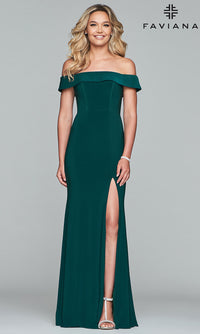 Faviana-Faviana Long Off-the-Shoulder Formal Prom Dress