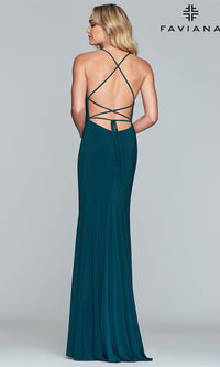 Faviana-Scoop-Neck Open-Back Prom Dress by Faviana