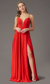 PromGirl Long A-Line Formal Prom Dress with Slit