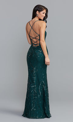 Promgirl Private Label-PromGirl Statement-Back Long Sequin Prom Dress