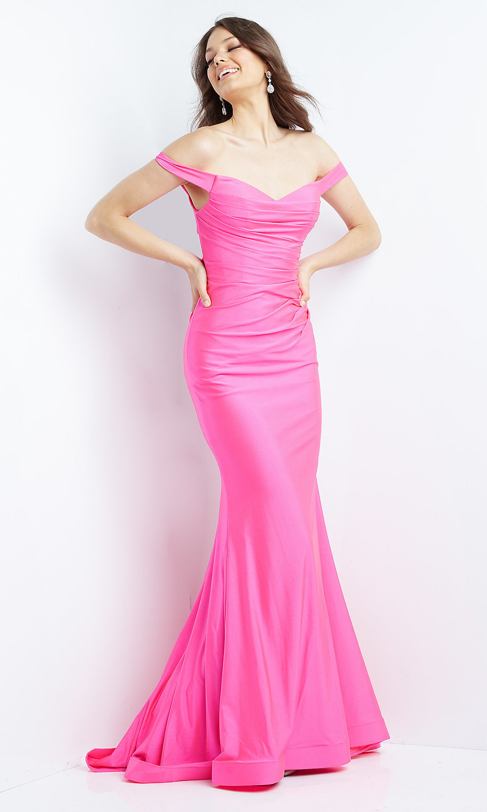 JVN by Jovani Off-the-Shoulder Long Prom Dress